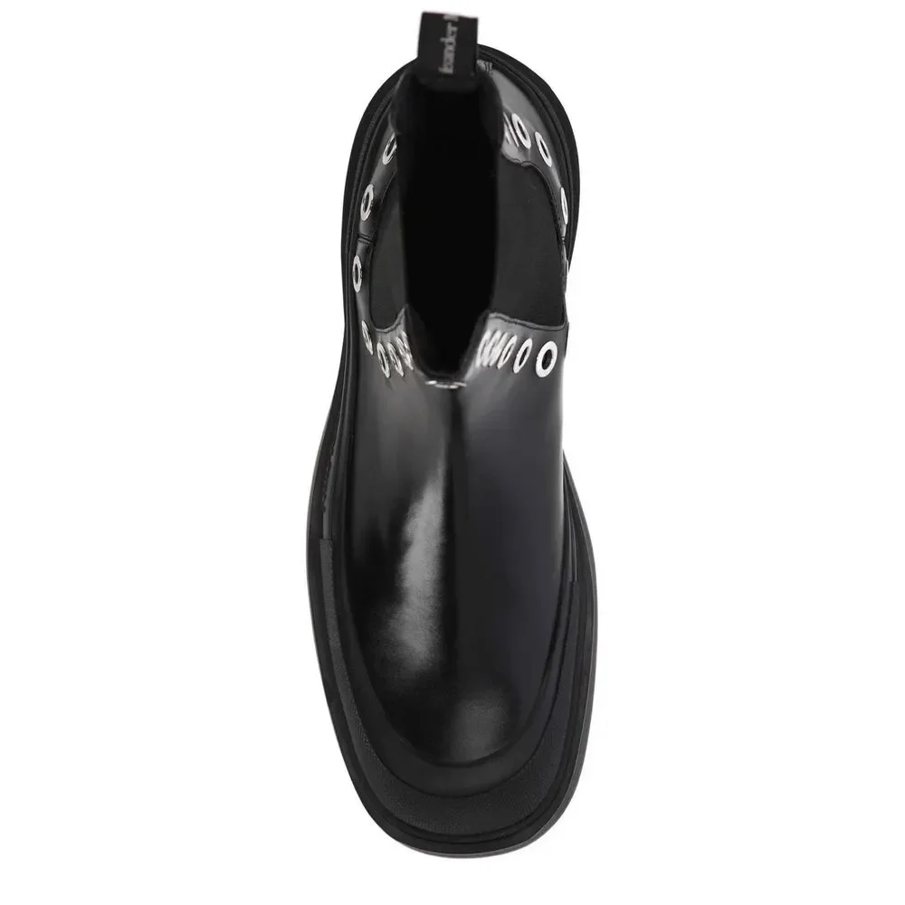 Alexander McQueen Leather Grommet Eyelet Detailed Chelsea Boots US 12 $1150
